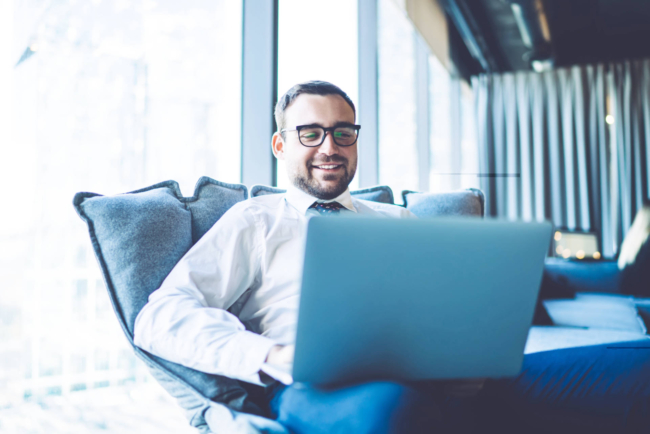 Happy Employee working in a Flexible office space solution